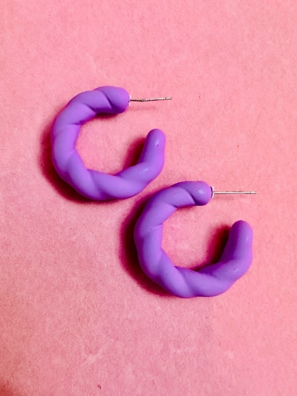 NWT Purple Chunky Twisted Hoop Earrings